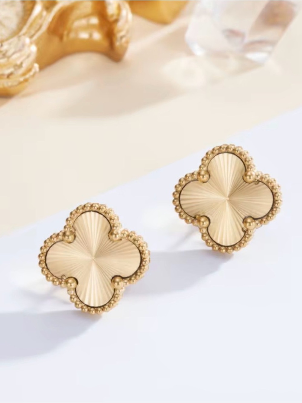 Gold Four-Leaf Clover Pendant Necklace and Bracelet SET OF 4 items - Picture 6 of 8